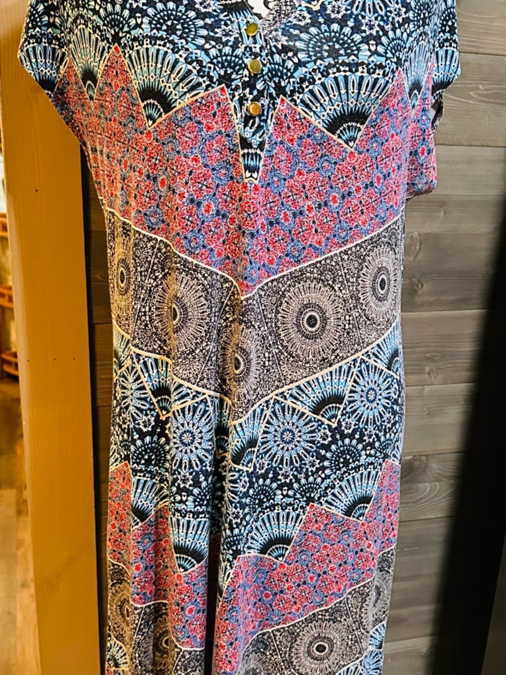 Dana Buchman Multicolor Chevron Maxi Dress with Blue and Pink Prints